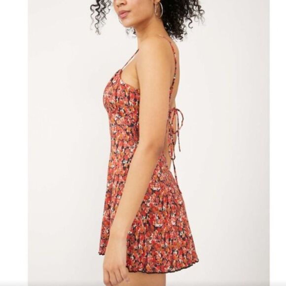 NWT Free People Jamie Strappy Printed Mini Dress / Rouge Combo - Picture 5 of 6